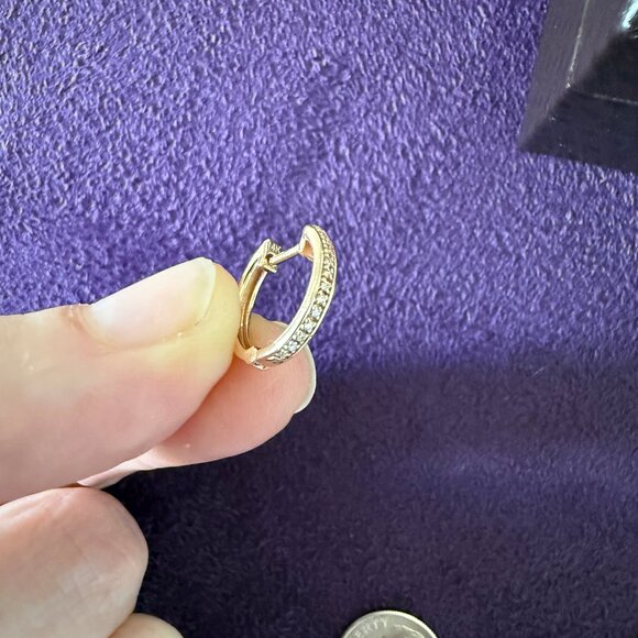 14k Rose Gold Diamond Pavé Hoop Earrings - Picture 7 of 11